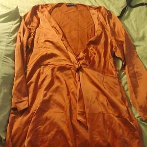 Orange satin dress